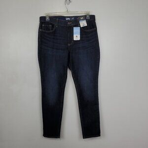 Lee Ultra Soft Waistband Regular Fit Skinny Mid Rise Dark Wash Jeans NEW 14 M